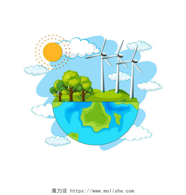 手绘6月5日世界环境日元素绿色能源地球矢量素材